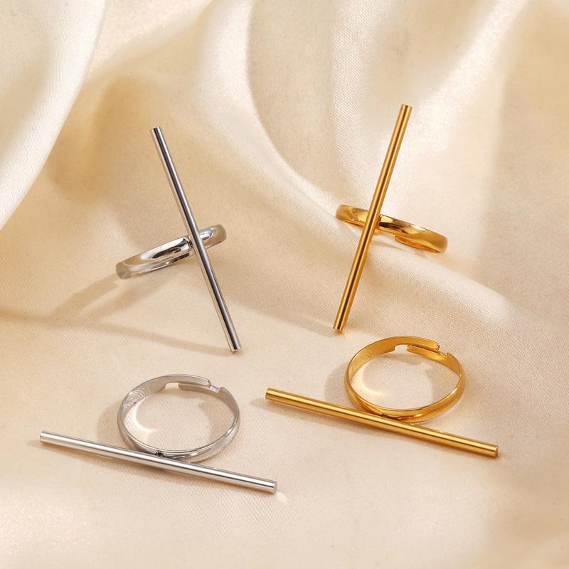 Minimalist Stainless Steel Line Open Ring for Women Creative Metal Lines Personality Rings Fashion Party Charms Jewelry Gifts