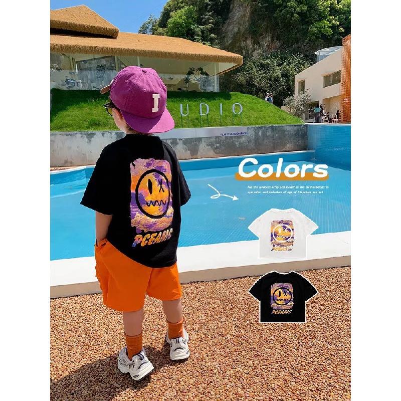 

Детская футболка с короткими рукавами для мальчиков, повседневные свободные топы для малышей, унисекс, футболка с графическим принтом для мальчиков и девочек, модная летняя мода