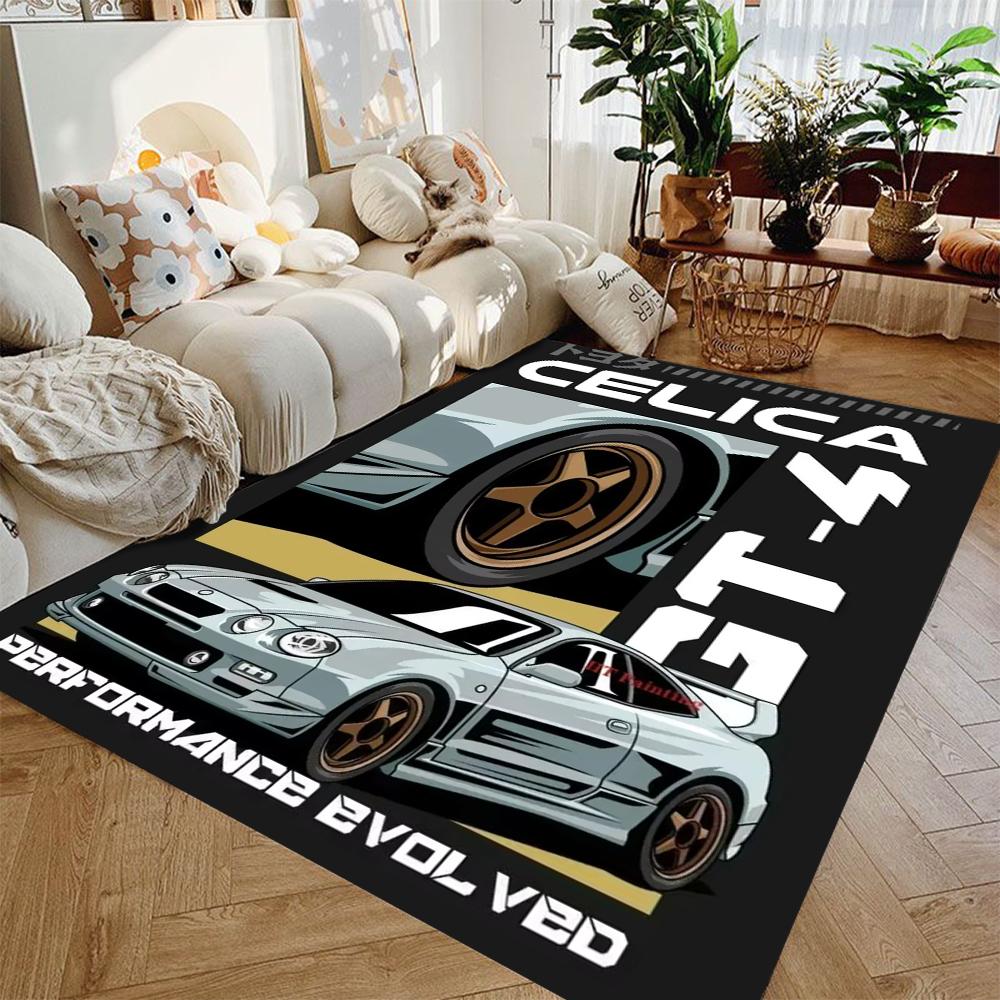 Vintage J-JDM Sports Car Art Carpet Living Room Sofa Decor Rugs Man's Cave Bedroom Rug Game Room Chair Floor Mat Hallway Rug