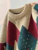 Retro Plaid Diamond Christmas Sweater: Autumn/Winter Loose Knitwear, Thick & Stylish.