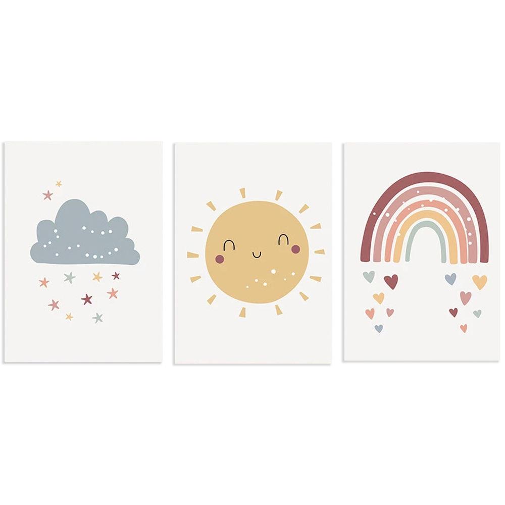 Nordic Pink Watercolor Heart Wall Art for Girls' Bedroom