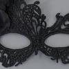 Elegant Lace Half Face Mask with Detachable Cats Ear Headband Hair Decors for Halloween Cosplay Costume Parties