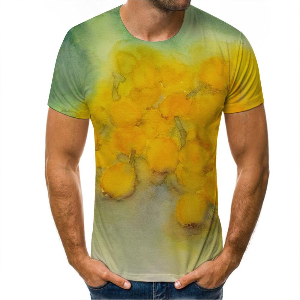 Graffiti-Malerei, Farbverlauf, 3D-Digitaldruck, trendiges Herren-T-Shirt, Rundhalsausschnitt, kurzärmeliges Oberteil