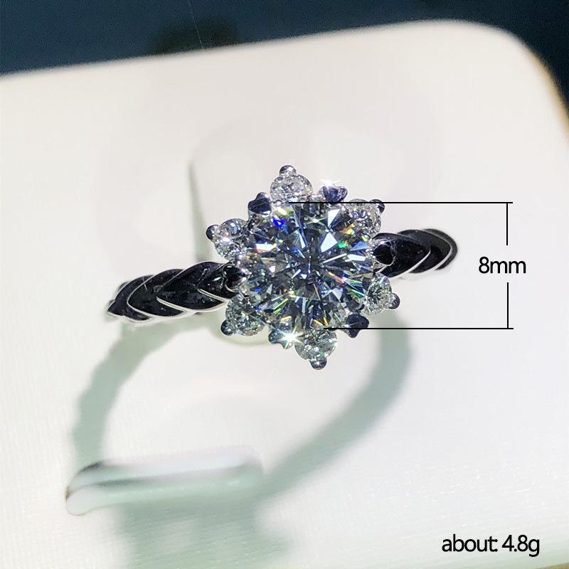 Flower Zircon Ring, Female Classic Trend, Bride Trend, Elegant Attending Banquet, Simple Luxury, Shiny Jewelry, Headwear