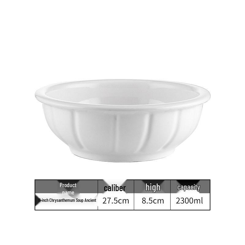 Large Pure White Ceramic Soup Bowl for Home or Restaurant.