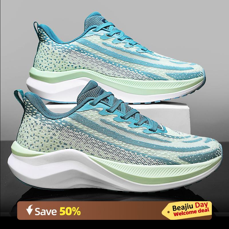 

Air Cushion Men Sports Running Shoes Marathon Breathable Lightweight Women s Comfortable Athletic Nonskid Carbon Plate Sneakers 38 зелёный