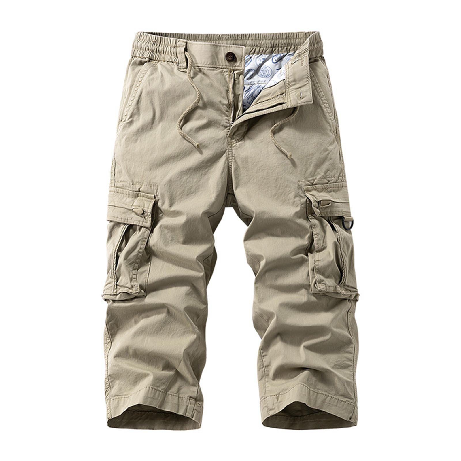 

Чоловічі вільні шорти з кількома кишенями, повсякденні укорочені штани для активного відпочинку на свіжому повітрі XL хакі