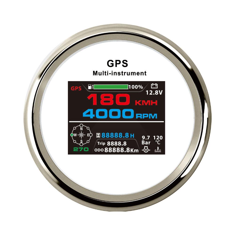 Waterproof 85mm 0-999 km/h MPH Knots GPS Speedometer Odometer Trip Tachometer Hours with Fuel Voltmeter Water Temp for Boat Car