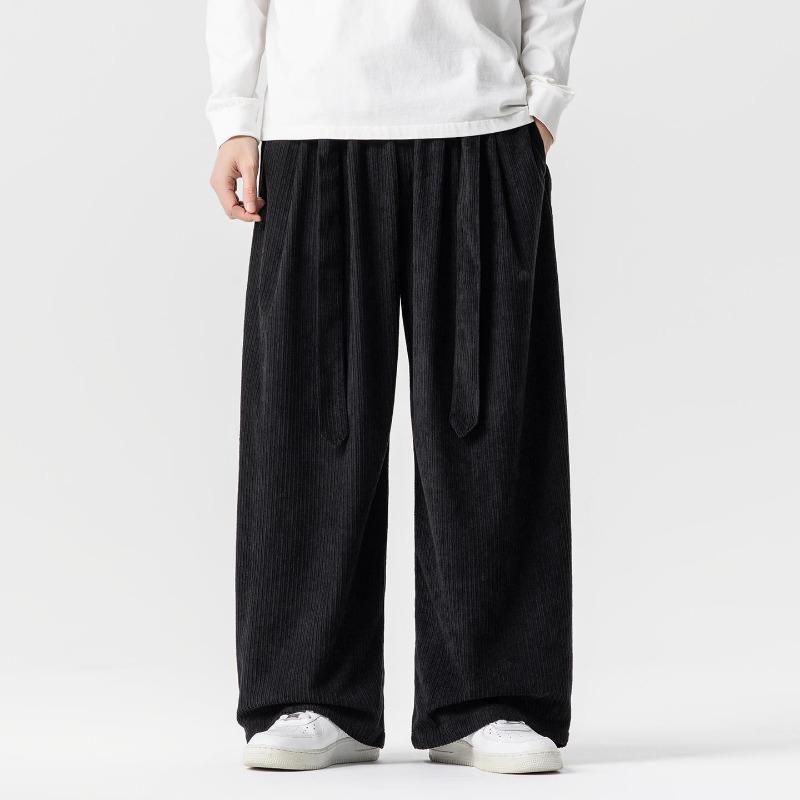 New Autumn and Winter Large Size Japanese Style Retro Chinese Style Corduroy Straight Wide Leg Pants Men's Trendy Casual Pants