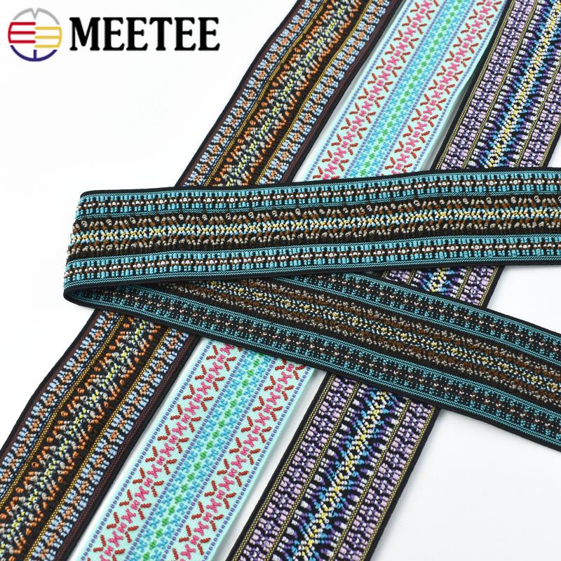 Meetee 2/3/5M Elastic Band 50mm Jacquard Stretch Webbing Ribbon for Trousers Waistband Rubber Bands Garment Sewing Accessories