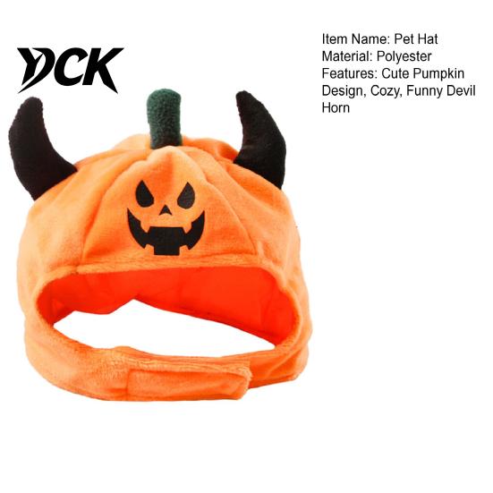 Cute Halloween Pumpkin Hat for Cats Pet Hat, Funny Devil Horn Cat Plush Cozy Daily Fun Wear Small Dogs, Party Cosplay Accessories Spooky Outfit