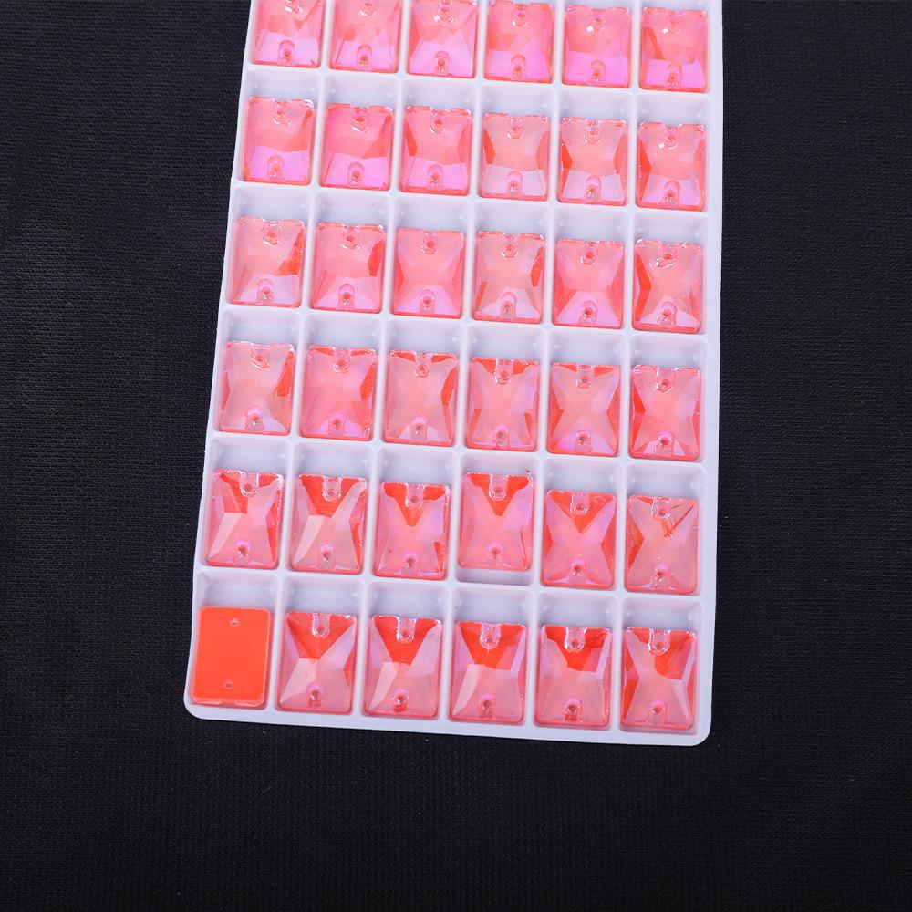 Rectangle Fluorescent Glass Flat Buckle Hand Seam Drill, Double Hole Rhinestone Flat Bottom Drill Diy Accessories Material Package