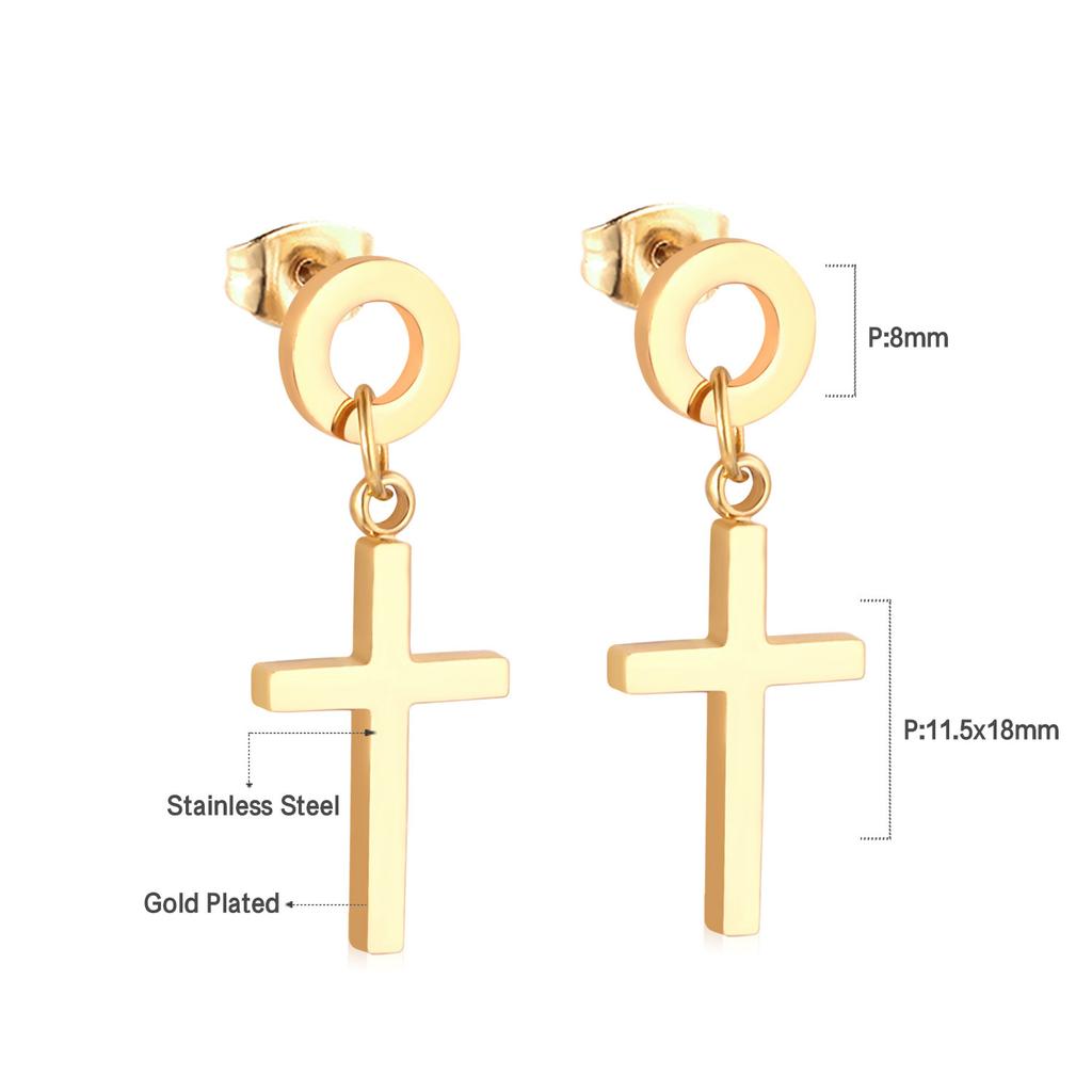 Geometric Stud Earrings Round Triangle Fringed Earrings Stainless Steel Plated 18K Gold Earrings