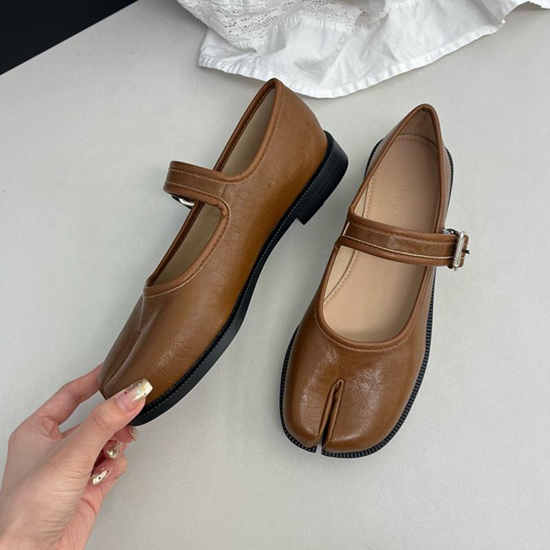 

Fashion IPPEUM Tabis Mary Janes Shoes Black Pu Leather Size 41 Split Toe Flats Low Heel Shoe 255 коричневый