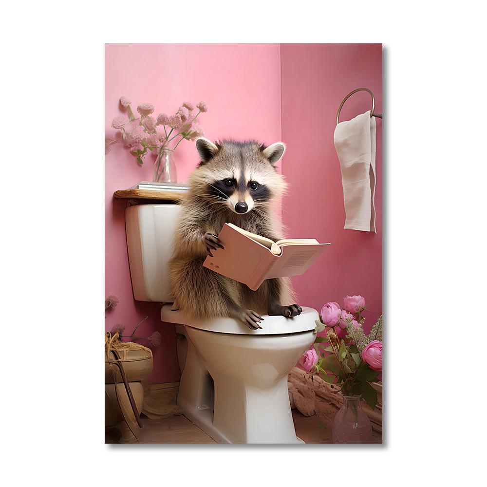 

Плакат для ванной с тремя енотами, собака-крокодил, сидящая в ванной, картина на холсте, настенное искусство, постеры для гостиной, забавный подарок для детей 21cm×30cm NoFrame