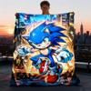 1pc Sonic Outdoor Flannel Blanket for Girls Soft, Lightweight Throw Perfect for Camping, and Gifting, Digital