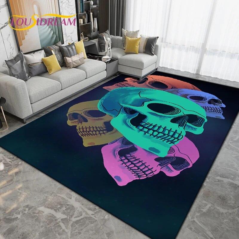 Gothic Witchcraft Skull Skräck Area Matta,Mattmatta för Vardagsrum Sovrumssoffa,Kök Badrum Dörrmatta Halkfri Golvmatta Present