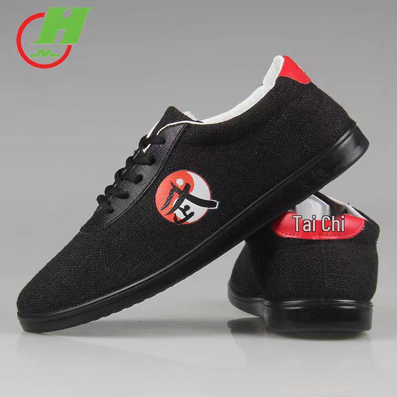 Unisex Rote Baumwolle Weiche Sohle Kung Fu Schuhe - Strapazierfähige Leinen Kampfsport Trainer für Tai Chi, Frühling und Herbst 41 black