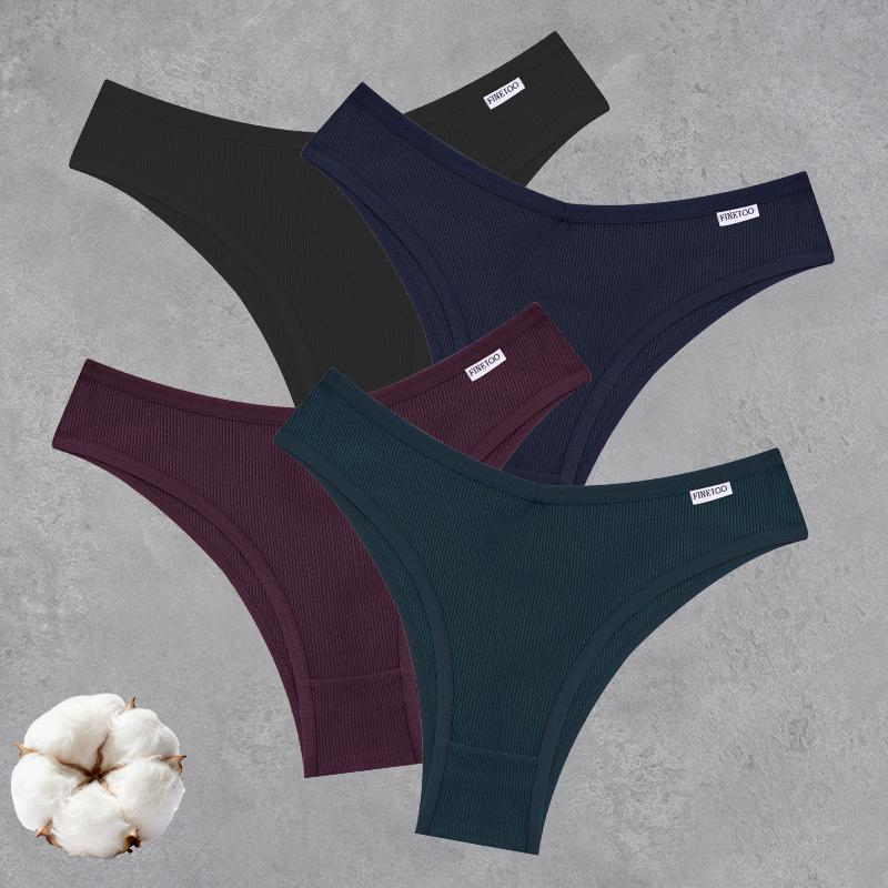 4PCS Seamless Cotton Bikini Panties For Women Sexy Low Waist Breathable Brazilian Pants Female Soft Intimate Lingerie