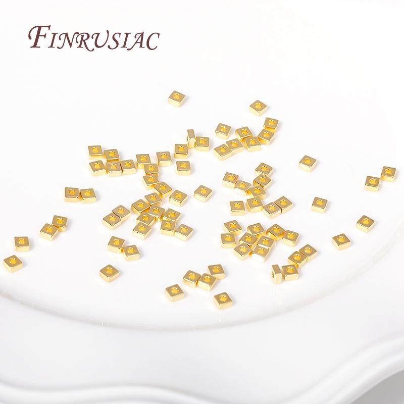 Spacer Separator Beads Wholesale 18K Gold Plated Brass Metal 3mm Flat Square Spacer Beads For Bracelet Necklace DIY Supplies