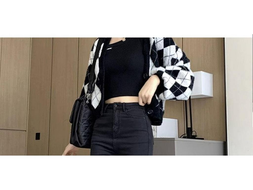 2023 Summer High Waist Black Slit Straight-Leg Petite Jeans