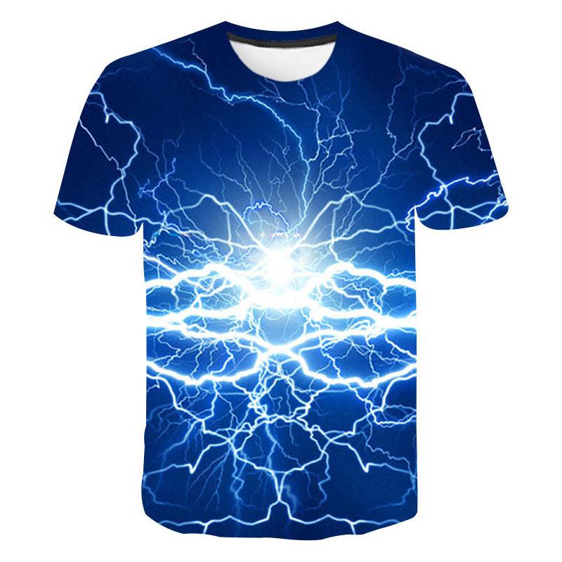 Summer Fashion Cool Lightning Graphic T Shirts Men Trend Casual Streetwear 3D Printed Leisure Sports Oversized t shirt Tops