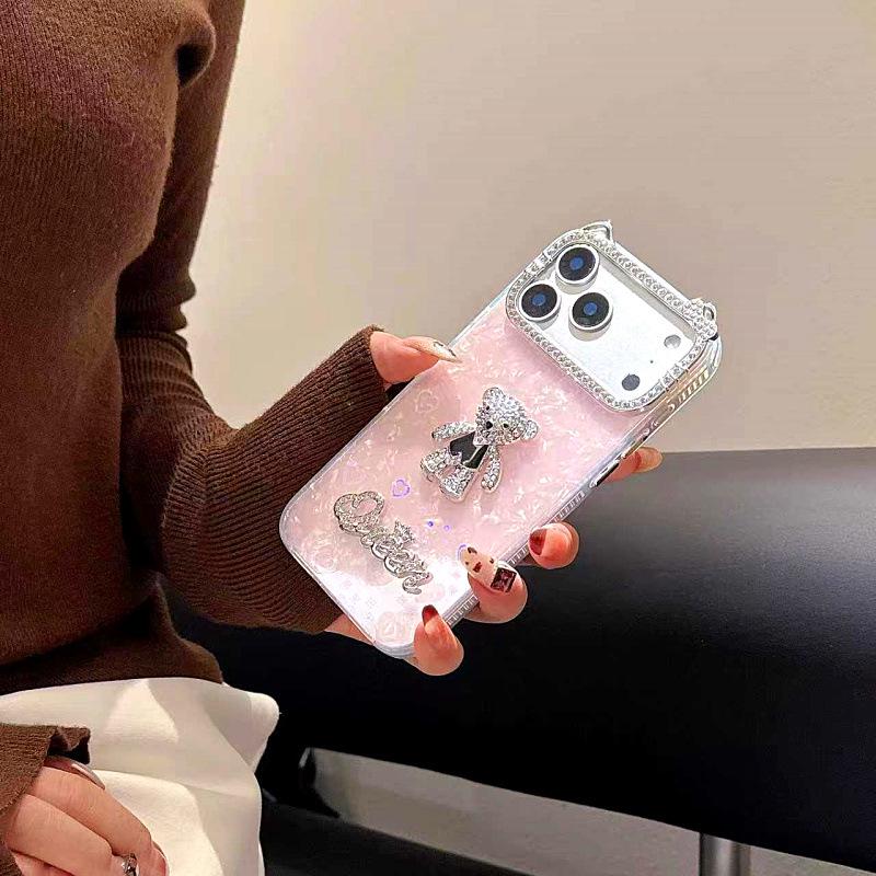 Rhinestone iPhone Case for Apple 17 Pro Max, 16 Pro, 15/13, and 14 - Little Bear & KT Design