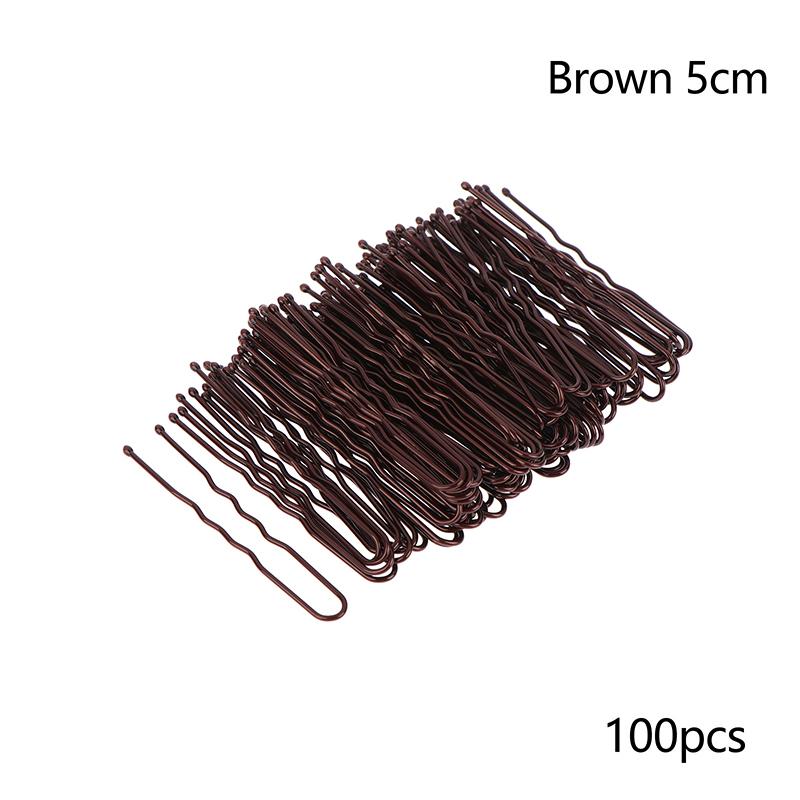 100 Piezas/Bolsa 5cm/6cm Horquillas para el Cabello de Aleación en Forma de U Pinzas Onduladas para el Cabello Pasadores Metálicos Simples Pasadores Herramientas para Peinado de Novia Horquillas