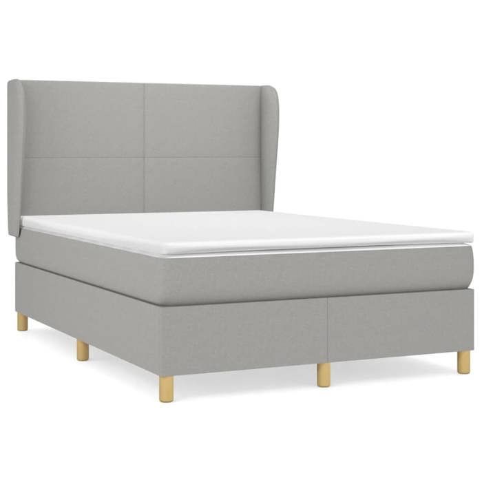 VidaXL Lit à sommier tapissier avec matelas Gris clair 140x190cm Tissu - Modèle 3128357