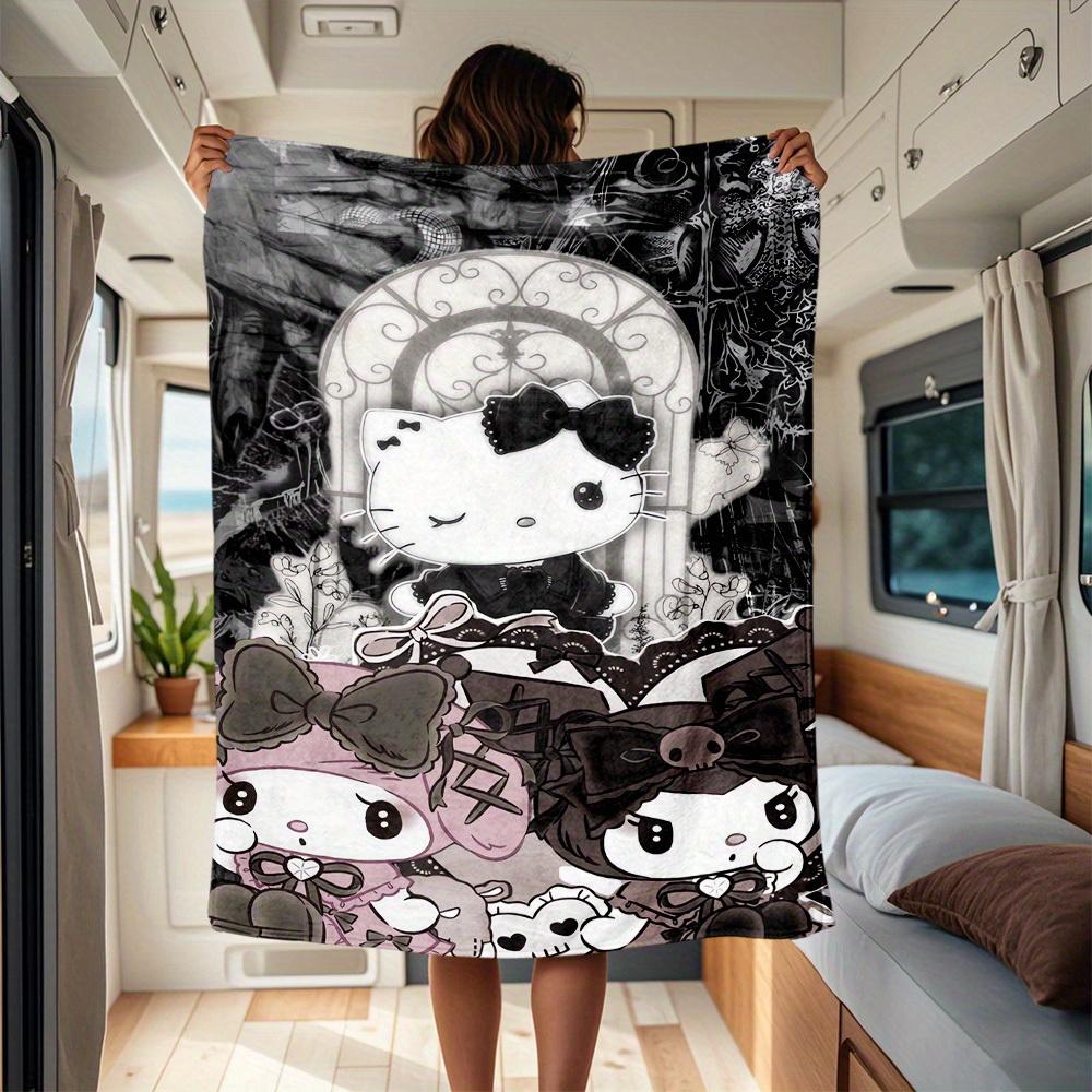

1pc Gothic, Kitty, Kuromi.MyMelody RV Blanket, Digital Printed Flannel Blanket, Multi-Purpose Four Seasons Hypoallergenic Quilt for Sofa, Be 130x150cm
