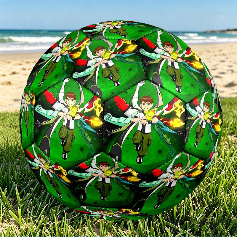 Ben 10 Cartoon Print Size 5 Soccer Ball, PU Wear Resistant Football for Match Training and Daily Practice, Birthday Gift for Soccer Fans