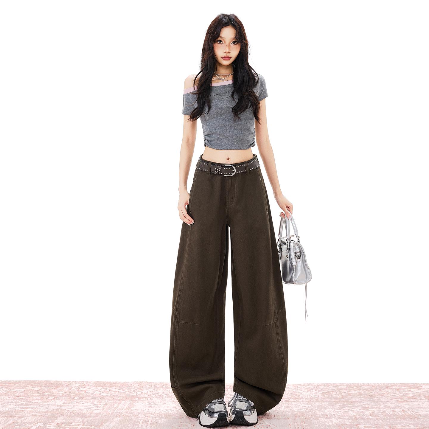 

2026 Retro Wide-Leg Denim Pants - American Casual, Loose & Versatile for Spring/Summer L