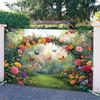 2D Fairy Tale Floral Arch Background, Enchanted Garden with Butterflies Themed Backdrop