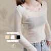 Kopi Long Sleeve Sheer Layering UV Elegant Tulle Round Sexy White Plus Size F See-Through Shirt, Protection, Top, Neck, Lace, Blouse, Women's, Size,