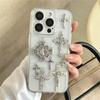 Retro Gothic 3D Metal Cross Phone Case For iphone 16 Pro 15 14 13 12 11 Pro Max 14 Plus Cool Angel Epoxy Clear Soft Cover Gift
