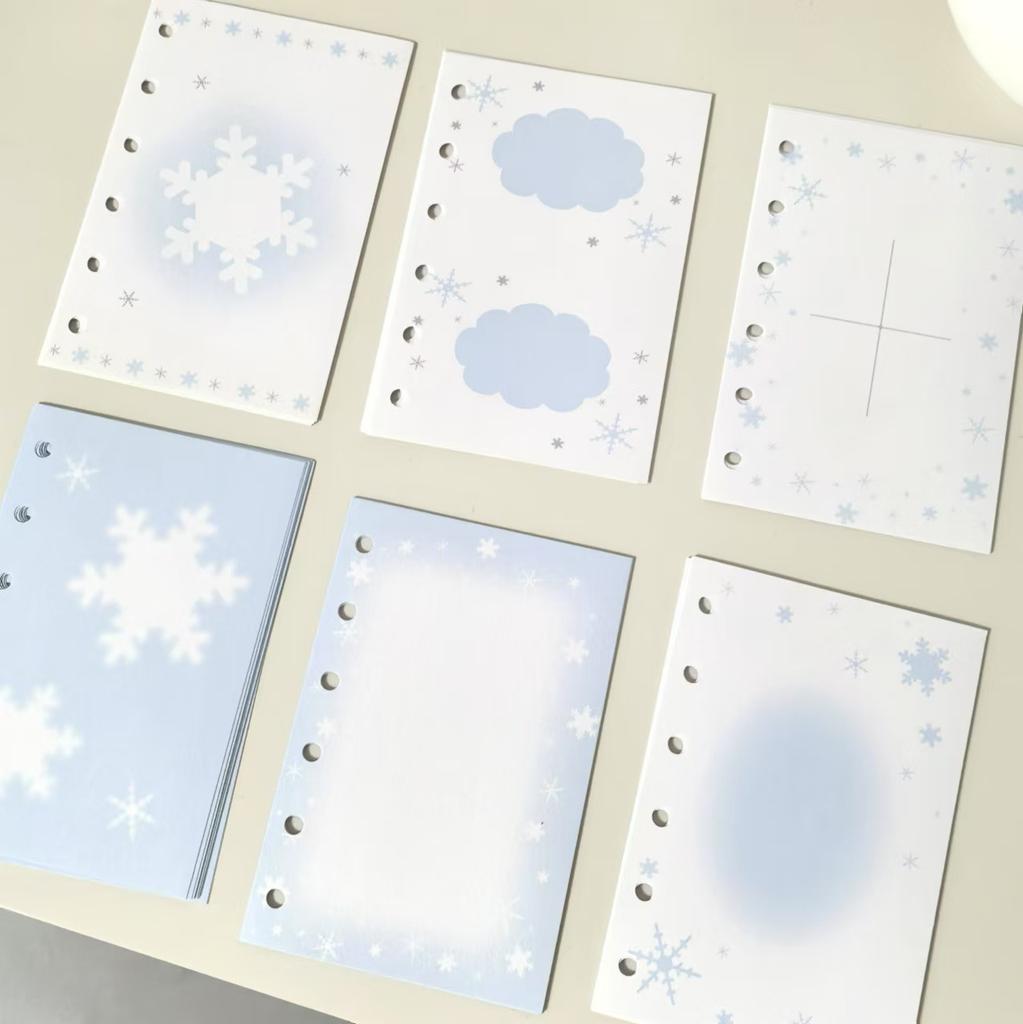 A7 6Holes Loose Leaf Notebook Refill Spiral Binder Color Design Inner Page Inside Paper Stationery