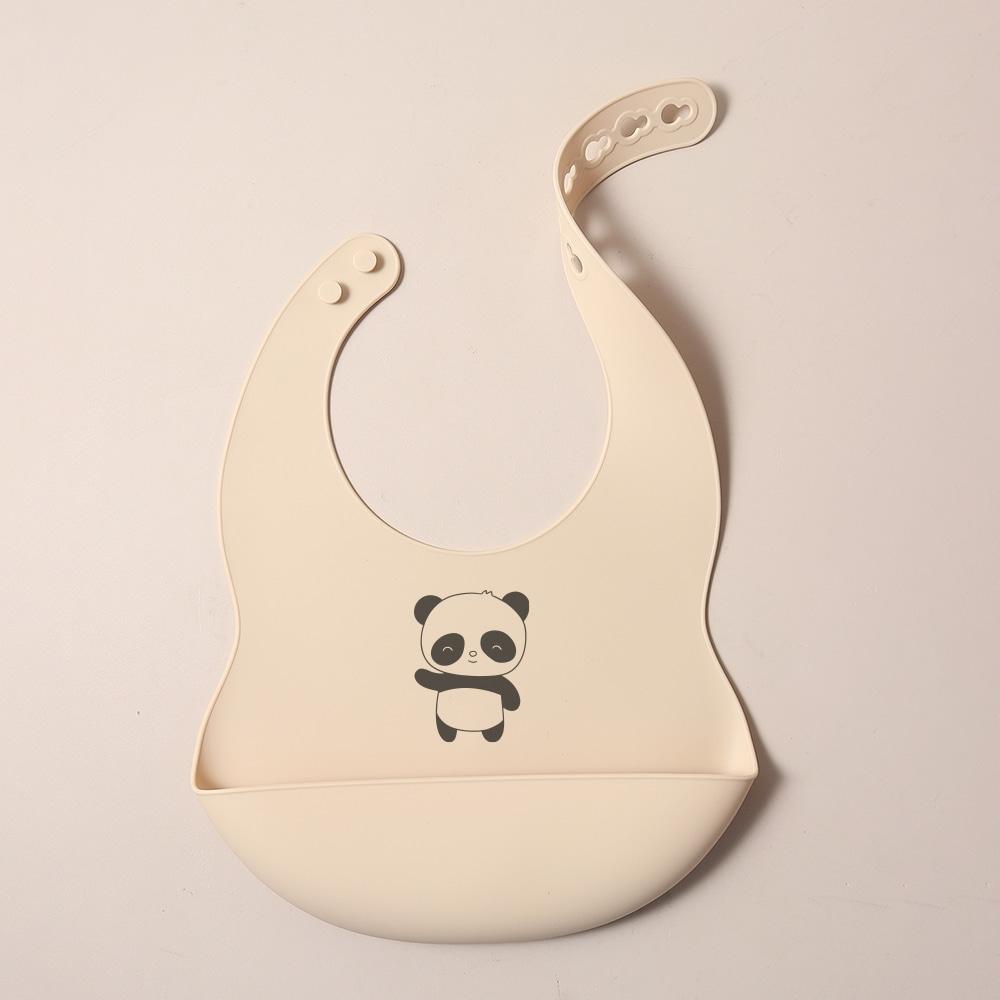 Custom Silicone Baby Bib with & Cartoon Print pattern Food-Grade solid Feeding Bib DZ13