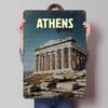Athens Greece Travel Printed Poster Customized Wall Art Retro Vintage Metal Tin Signs for Bedroom Decoration Room Decor Men Home