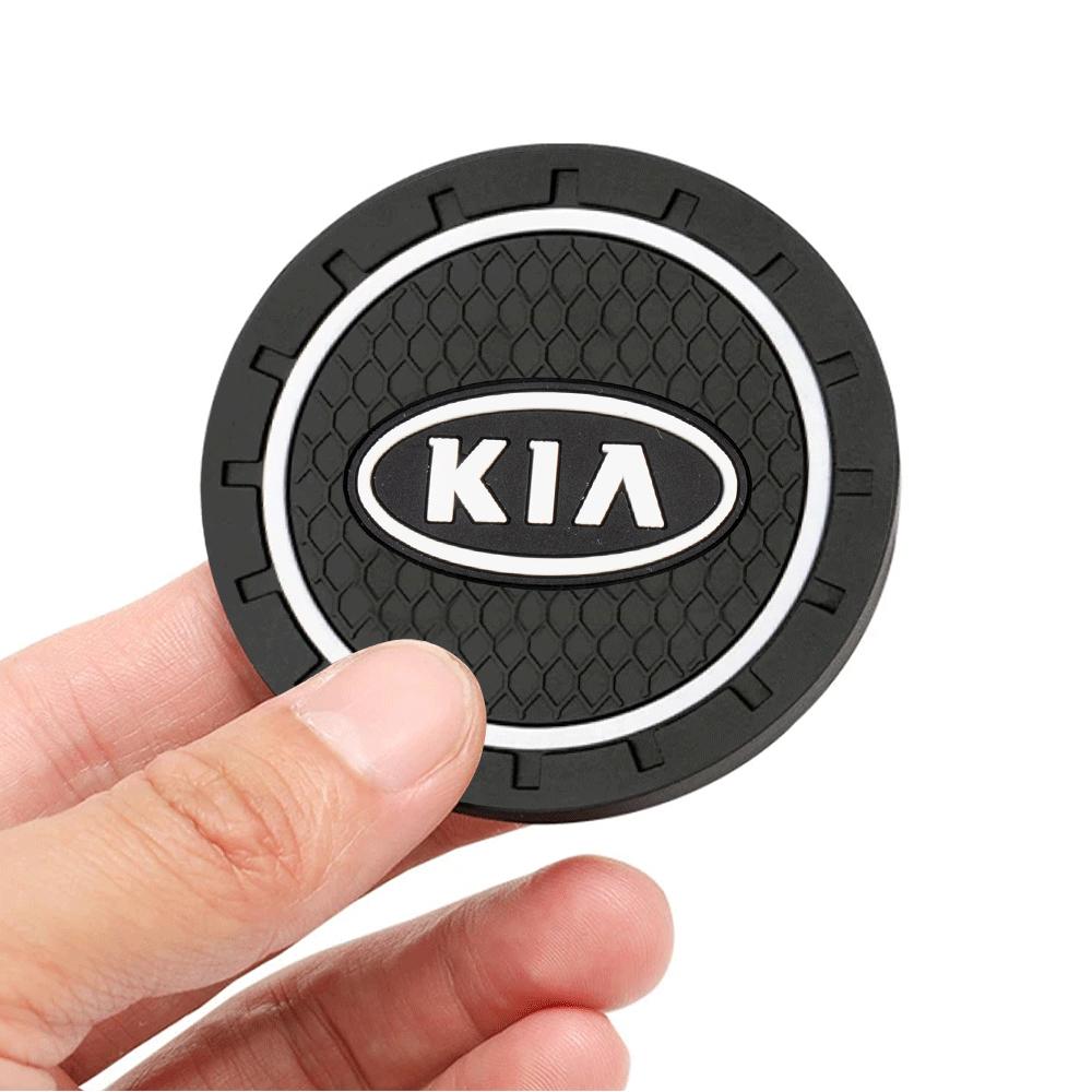 2026 Heißer Autoaufkleber 2 Stück Auto-Getränkeuntersetzer Silikon-Wassernapfschlitz Anti-Rutsch-Matte PVC-Pads für Kia Sportage Rio 3 Soul Picanto Cerato N