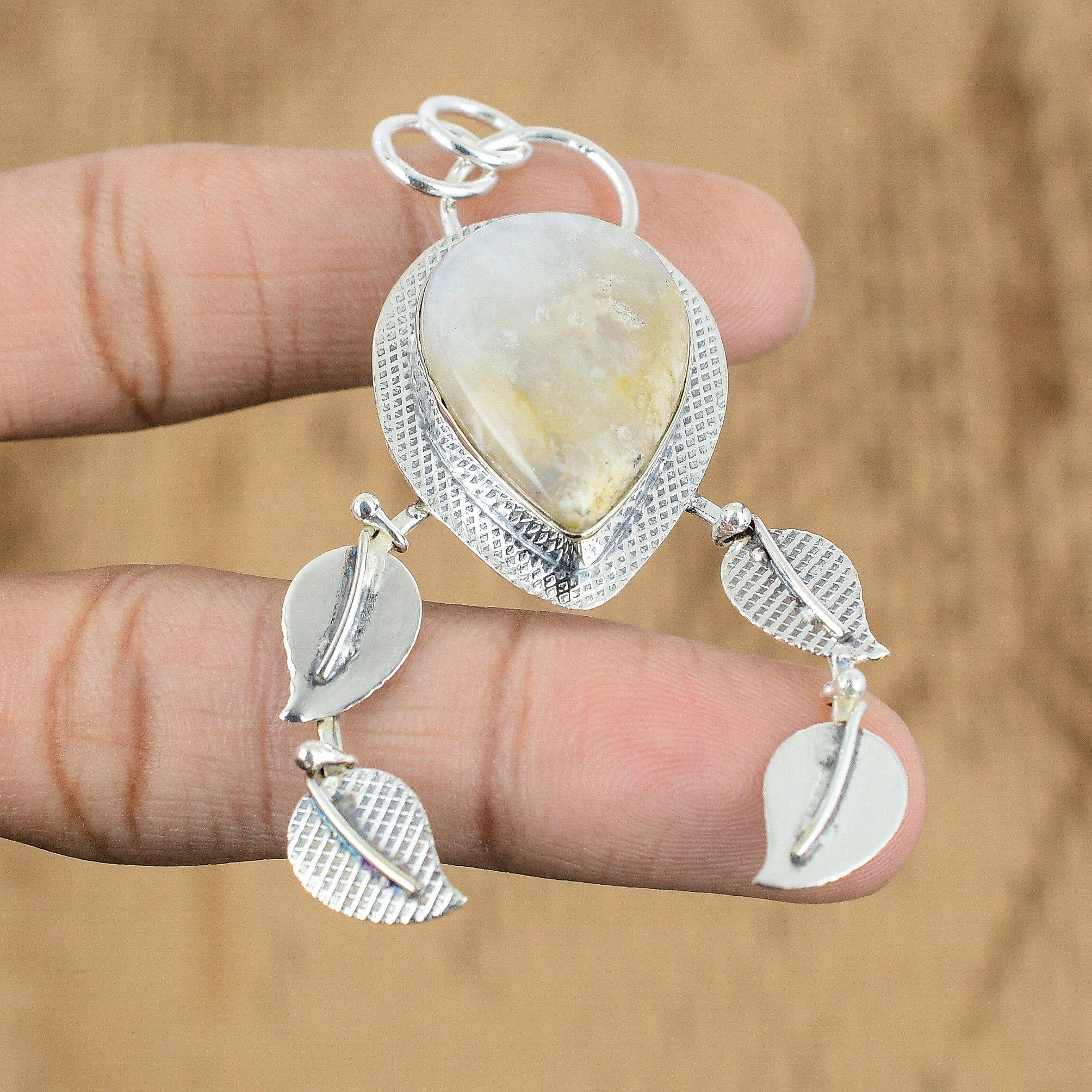

Gift For Women Jewelry Pendant 925 Sterling Silver Natural Plume Agate Gemstone