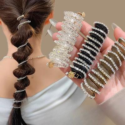 1Pcs Telephone Line Hair Rope Women Crystal Ponytail High Elastic Hairbands Girls Resin Hair Ties Scrunchies Hair Accessories