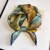 Natural Real Silk Scarf Women New Print Neck Hairband Square Shawl Neckerchief Female Hijab Poncho Bandana Headband