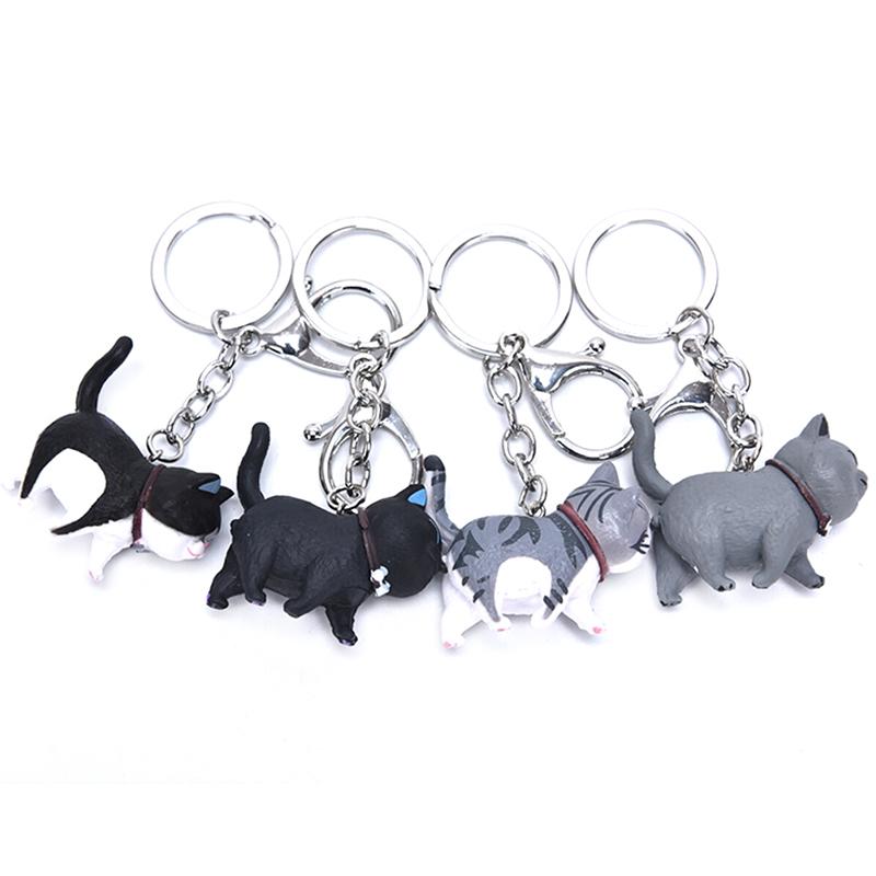 Self Healing Warm Series Japanese Cat Keyring Round Rolling Simple Cat Handmade Mountaineering Ring Keychain