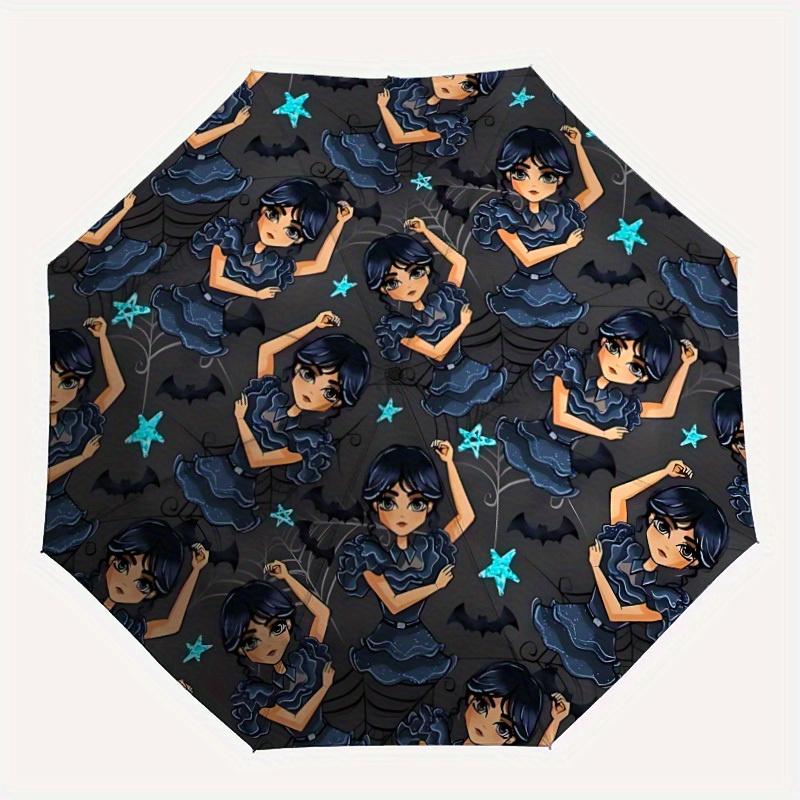 

1pc Wednesday Automatic Umbrella 8-Bone Design Compact Gear for Outdoor Travel, Perfect Helloween Chrismas Gift for Friends or Family y250829138