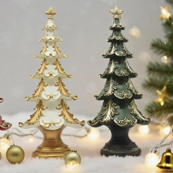 Christmas Tree Tree Figurine Xmas Ornament Resin Snowy Tabletop Decor Elegant Holiday Centerpiece for for Home Living Room Bookshelf