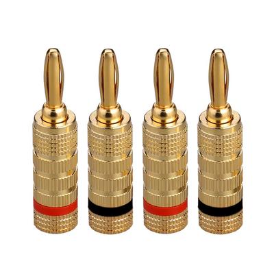 EIGHTNOO Banana Plug Speaker Cable Wire for Wall 24K Gold Copper Metal Shell 4-Pack Plates, Plated, Screw-In, Solderless,