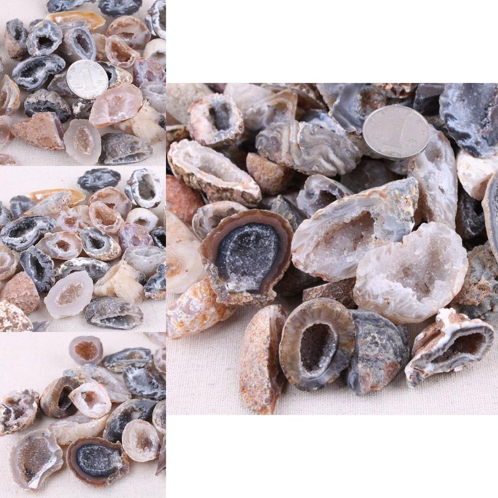 Striking 10pcs Geodes Oco Agate Natural Crystals With Unique Lines For Decorative Ornaments