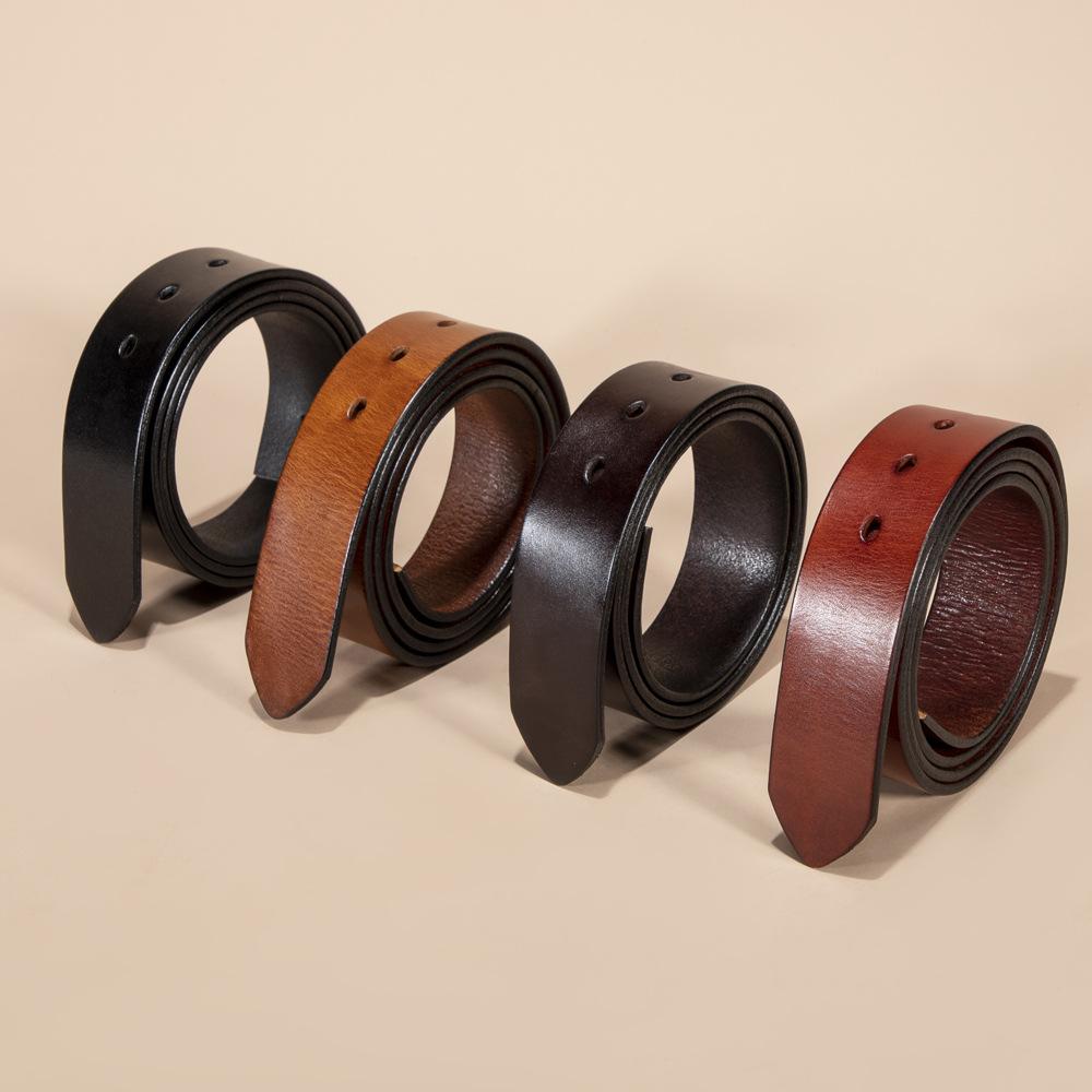 First Layer Tree Paste Leather Cowhide Belt Strip Men'S Genuine Leather Without Button Head Lead Ring Belt