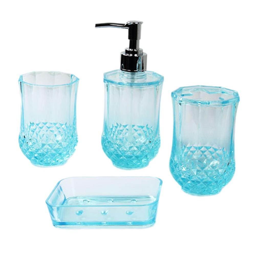 4 Pieces Lotion Dispenser Toiletries Storage Case Modern Toothbrush Holder Soap Dish Toothbrush Cup for Hotel Countertop Vanity