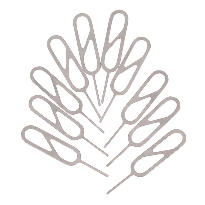 10 Pcs Sim Card Tray Removal Eject Pin Key Tool Stainless Steel Tool